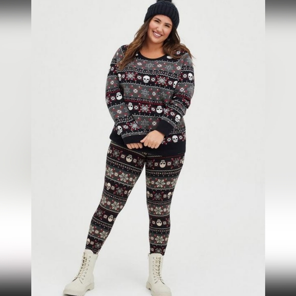 New Torrid 2X Fair Isle Skull&Bones Holiday Full-length Signature Waist … - Picture 3 of 7